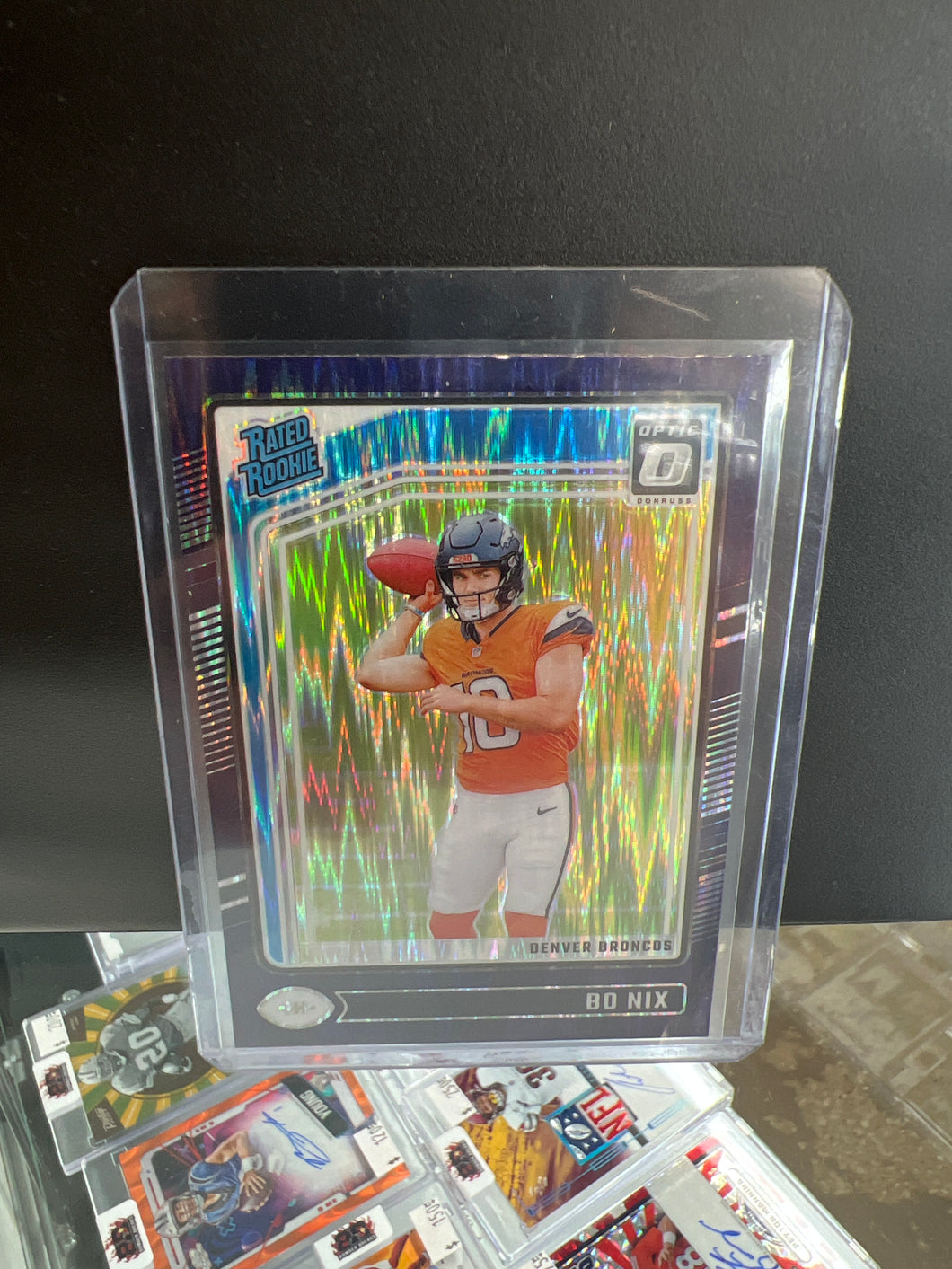 2024 Donruss Optic Bo Nix Purple Shock Rated Rookie #209 broncos