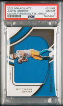 Load image into Gallery viewer, 2022 Panini Immaculate Justin Herbert Clearly Jersey #/99 PSA 8
