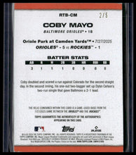Load image into Gallery viewer, 2026 Topps #RTB-CM Coby Mayo Rounding the Bases Relic Autographs Red #/5

