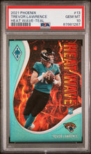 Load image into Gallery viewer, 2021 Panini Phoenix Heat Wave #13 Trevor Lawrence Heat Wave-Teal PSA 10
