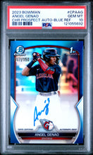 Load image into Gallery viewer, 2023 Bowman Chrome Prospect Autos Angel Genao Chr Blue Refractor PSA 10
