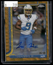 Load image into Gallery viewer, 2025 Topps Chrome Tre Harris III Chrome Rookie Autos Gold Wave Refractor #/50
