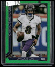 Load image into Gallery viewer, 2025 Topps Chrome #24 Lamar Jackson Green Refractor #/99

