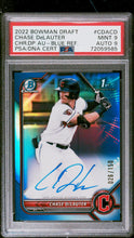 Load image into Gallery viewer, 2023 Bowman Draft Chase Delauter Chrome Prospect Autos Blue Ref. PSA 9 #/150
