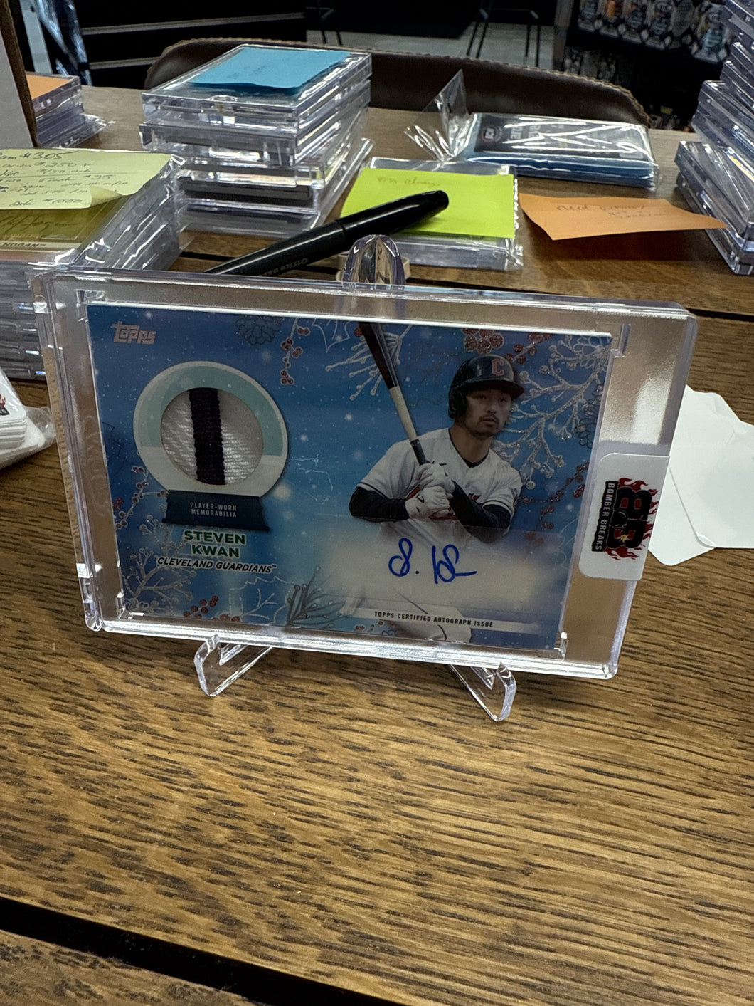 Steven Kwan 2023 Topps Holiday Patch Auto 2/3