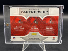 Load image into Gallery viewer, 2018 Panini Limited Baker Mayfield / Ward / Chubb Trios Sapphire Spotlight #1/1
