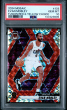 Load image into Gallery viewer, 2024 Panini Mosaic #133 Evan Mobley Fusion Red &amp; Yellow Choice PSA 10
