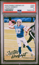 Load image into Gallery viewer, 2020 Panini Chronicles Luminance #203 Justin Herbert Luminance PSA 9
