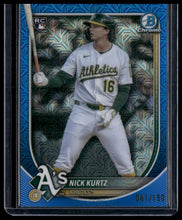 Load image into Gallery viewer, 2025 Bowman Chrome #93 Nick Kurtz Blue Mojo #/150
