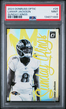 Load image into Gallery viewer, 2024 Panini Donruss Optic Sunday Kings #28 Lamar Jackson PSA 9

