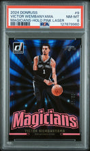 Load image into Gallery viewer, 2024 Panini Donruss Magicians Victor Wembanyama Holo Pink Laser PSA 8
