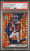 Load image into Gallery viewer, 2020 Panini Mosaic #209 Justin Jefferson Reactive Gold PSA 8
