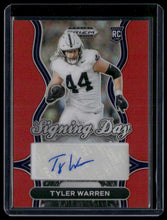 Load image into Gallery viewer, 2025 Panini Prizm Draft Picks #SD-TWN Tyler Warren Signing Day Red #/100
