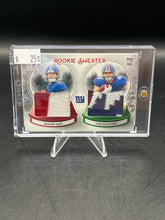 Load image into Gallery viewer, Jaxson Dart Cam Skattebo 2025 Panini Donruss Rookie Sweater Dual Relic #SWED-NYG
