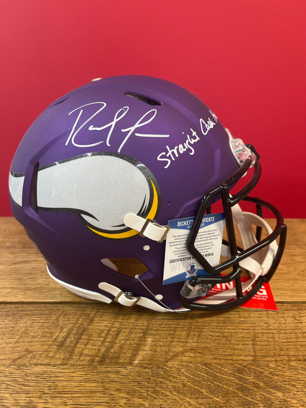 Randy Moss Autographed AUTHENTIC Minnesota Vikings Riddell Full Size Speed Helmet - Beckett