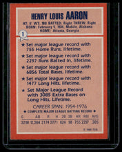 Load image into Gallery viewer, 1985 Topps Woolworth All Time Record Holders #1 Hank Aaron Autograph #/2,000
