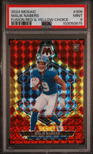 Load image into Gallery viewer, 2024 Panini Mosaic #306 Malik Nabers Fusion Red &amp; Yellow Choice PSA 9
