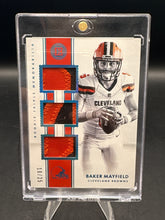 Load image into Gallery viewer, 2018 Panini Encased Baker Mayfield Rookie Triple Memorabilia Sapphire #/25
