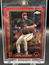 Load image into Gallery viewer, 2025 Topps Chrome #242 Justin Verlander Red Refractors #/5

