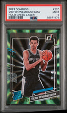 Load image into Gallery viewer, 2023 Panini Donruss #220 Victor Wembanyama Holo Green Laser PSA 9
