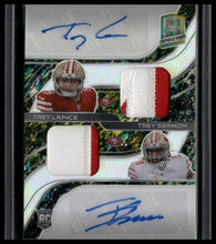 Load image into Gallery viewer, 2021 Spectra Trey Lance / Trey Sermon Rookie Dual Patch Autos Neon Splatter #/8
