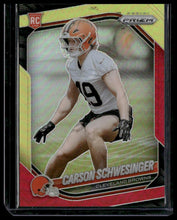 Load image into Gallery viewer, 2025 Panini Prizm #384 Carson Schwesinger Red and Yellow #/44

