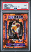 Load image into Gallery viewer, 2023 Panini Phoenix Temple Men #2 Lebron James Temple Men-Orange Ice PSA 9
