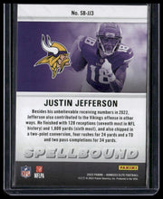Load image into Gallery viewer, 2023 Donruss Elite #SB-JJ3 Justin Jefferson Spellbound Orange #/99

