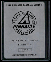 Load image into Gallery viewer, 1998 Pinnacle #188 Mark McGwire Press Plates Back Magenta #/1
