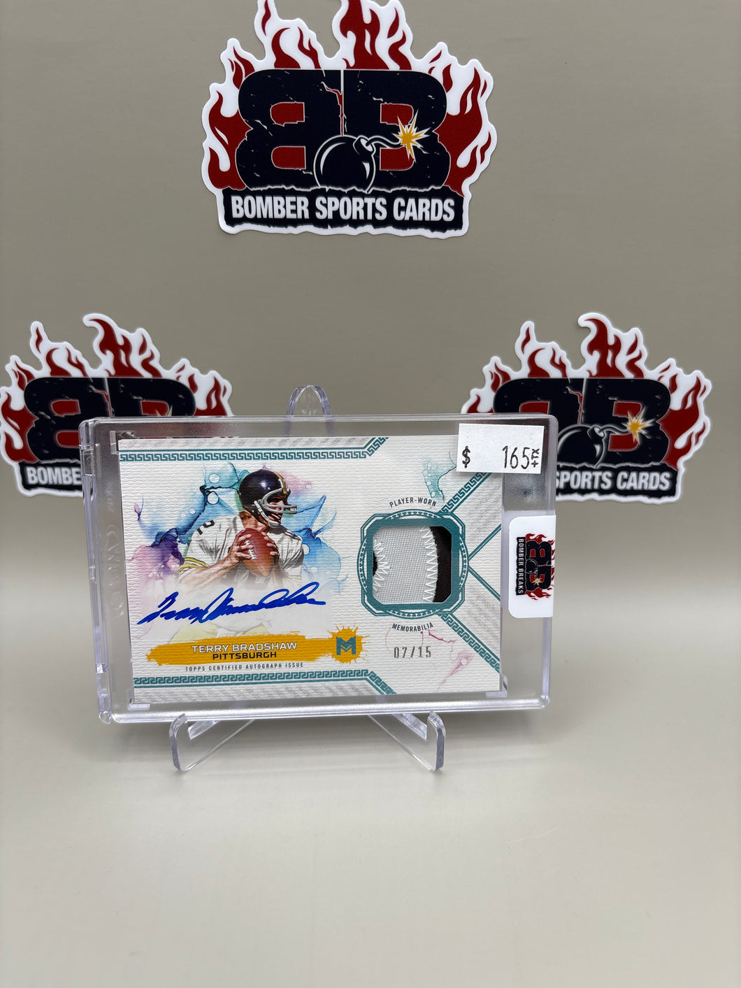 Terry Bradshaw 2023 Topps Motif Cerulean Blue Patch Auto 07/15