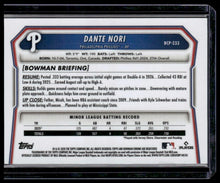 Load image into Gallery viewer, 2026 Bowman Chrome #BCP-233 Dante Nori Prospects Orange Mojo #/25
