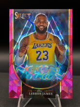 Load image into Gallery viewer, 2023-24 Panini Select #12 LeBron James Neon Icon Pink Cracked Ice Prizm #/99
