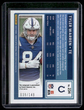 Load image into Gallery viewer, 2025 Donruss Optic #234 Tyler Warren Rated Rookies RPS Autographs Blue #/149
