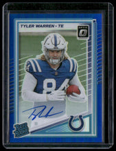 Load image into Gallery viewer, 2025 Donruss Optic #234 Tyler Warren Rated Rookies RPS Autographs Blue #/149
