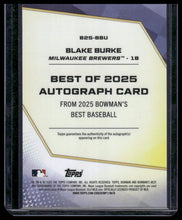 Load image into Gallery viewer, 2025 Bowman's Best Blake Burke Best of 2025 Autographs Purple Refractor #/75
