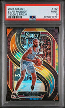 Load image into Gallery viewer, 2024 Panini Select #112 Evan Mobley Tie-Dye Prizm PSA 9
