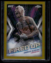 Load image into Gallery viewer, 2024 Topps Chrome UFC #FDP-16 Charles Oliveira Fired Up Gold Refractor #/50
