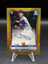 Load image into Gallery viewer, 2026 Bowman Chrome #CRA-JT Jonah Tong Rookies Mega Autographs Gold Mojo #/50

