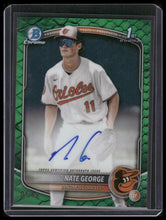 Load image into Gallery viewer, 2025 Bowman Chrome #CPA-NG Nate George Prospect Autographs Reptilian Green #/99
