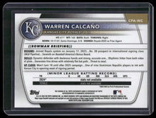 Load image into Gallery viewer, 2025 Bowman Chrome #CPA-WC Warren Calcaño Prospect Autographs True Orange #/25
