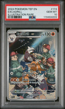 Load image into Gallery viewer, 2024 Pokemon Tef En-Temporal Forces #174 Excadrill Illustration Rare PSA 10
