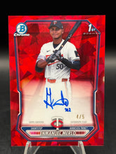 Load image into Gallery viewer, Emmanuel Merlo 2026 Bowman Chrome Sapphire Red Refractor Auto 1st #/5
