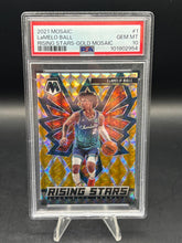 Load image into Gallery viewer, 2021-22 Panini Mosaic #1 LaMelo Ball Rising Stars Mosaic Gold #2/10 Jersey Match
