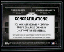 Load image into Gallery viewer, 2018 Topps Tribute Mookie Betts / Xander Bogaerts Dual Relics Combo Orange #/25
