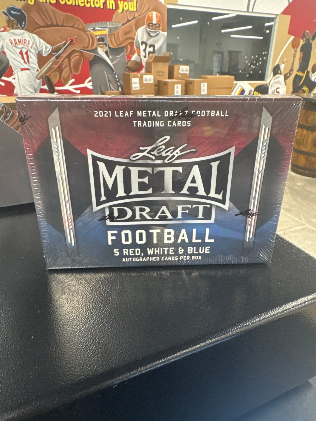 2021 Leaf Metal Draft Red, White & Blue Football Hobby Box