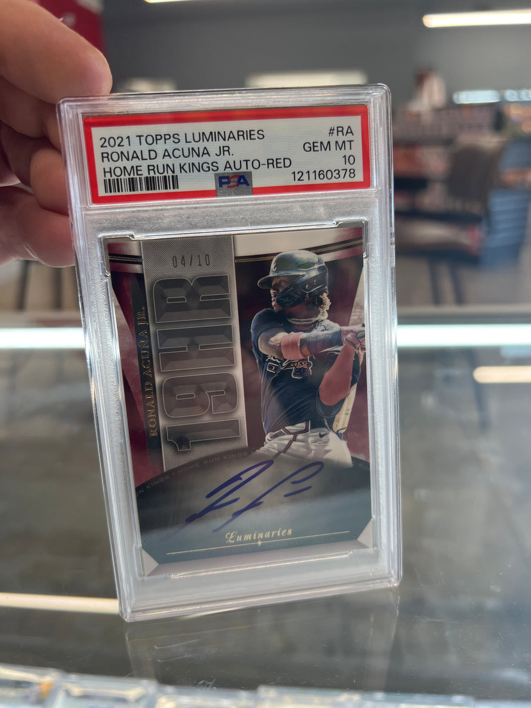 2021 Topps Luminaries Ronald Acuna Jr Home Run Kings Red Auto /10