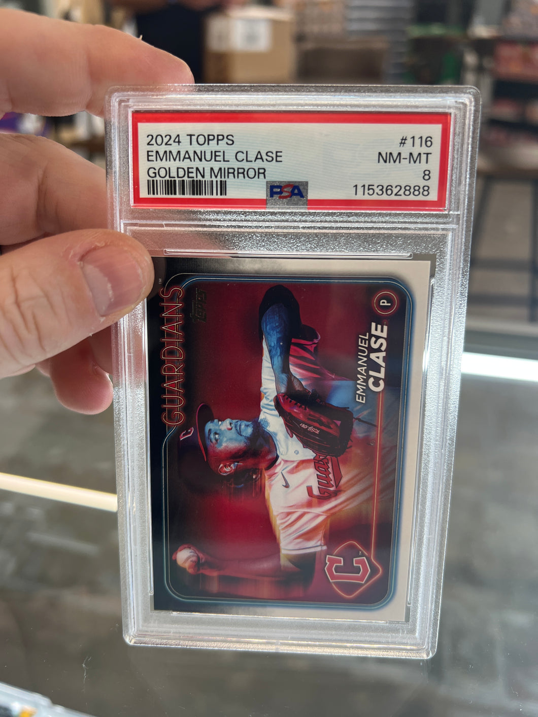 2024 Topps Series 1 #116 Emanuel Clase Golden Mirror Ssp Guardians PSA 9