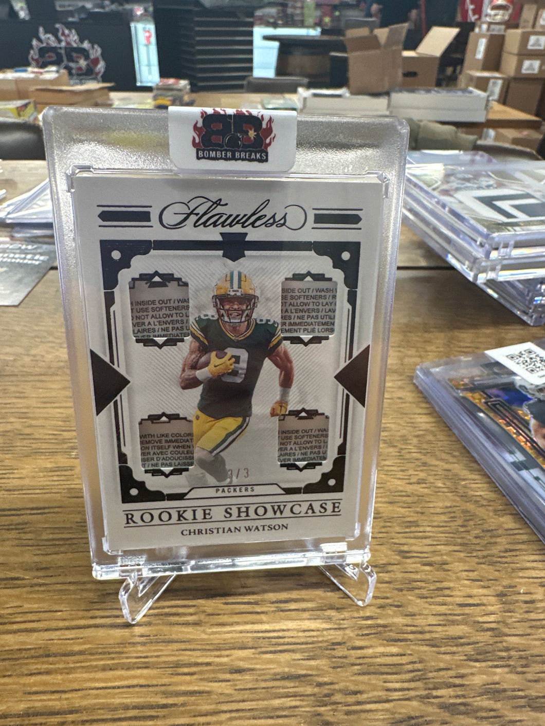 Christian Watson 2022 Panini Flawless Rookie Showcase Quad Laundry Tag RC 3/3