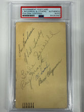Load image into Gallery viewer, Lou Boudreau Hal Trosky Luke Sewell Ray Mark Al Smith Ben Chapman Auto Postcard PSA Authentication
