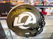 Load image into Gallery viewer, Kurt Warner Salute to Service Signed Auto Full Size LA Rams Replica Helmet - Beckett Authentication
